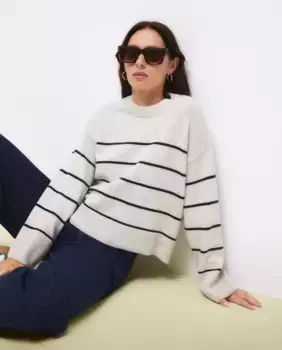 Полосатый женский свитер с круглым вырезом Tintoretto, черный