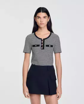 Полосатый женский свитер Sandro, черный