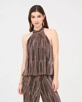 Полосатый женский топ с бретелькой на шее NKN Nekane, черный