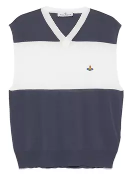 Полосатый жилет с V-образным вырезом Vivienne Westwood, синий