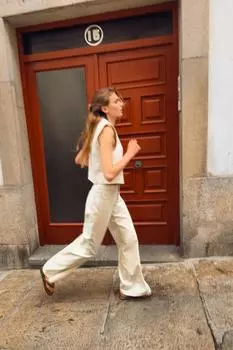 Полосатый жилет ZARA, зеленый/белый