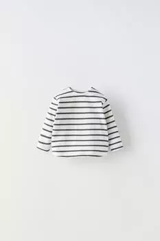 Полоская футболка ZARA, антрацитовый серый