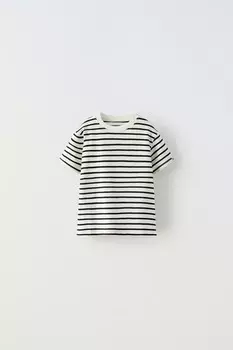 Полоская футболка ZARA, белый