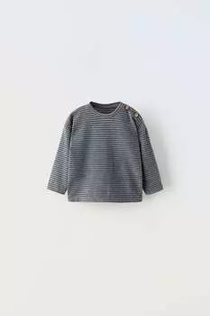 Полоская футболка ZARA, голубой