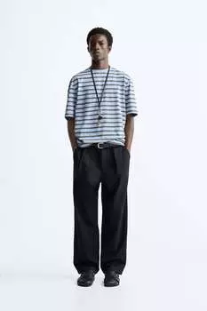 Полоская футболка ZARA, синий