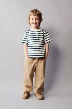 Полоская футболка ZARA, синий