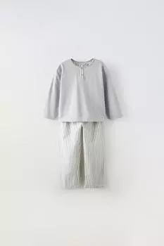 Полоская пижама ZARA, серый мергель