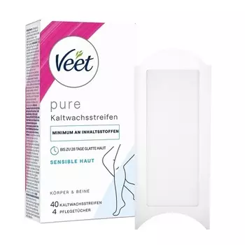 Полоски холодного воска с технологией Easy-Gelwax для чувствительной кожи, Veet