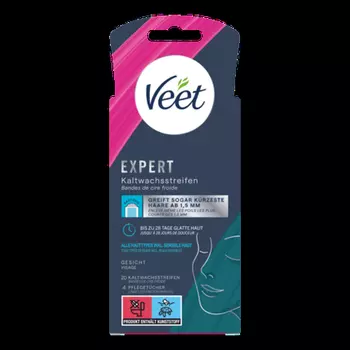 Полоски с холодным воском Expert для лица для всех типов кожи, 20 шт., Veet