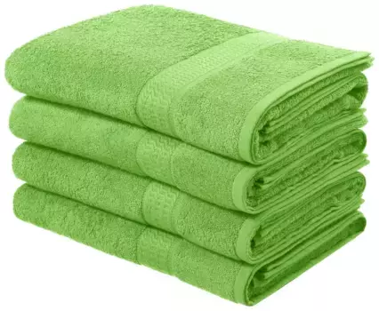 Полотенца для душа "мой дом" Джуна, 4 полотенца для душа 70х140, 100% хлопок, комплект и серия ", (4 шт.), комплект полотенец, с каймой, полотенца однотонные, мягкие My home 70х140 см (4 шт.), зеленый