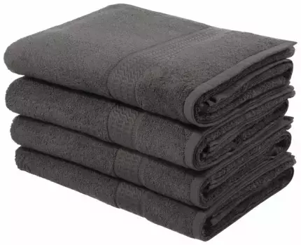 Полотенца для душа "мой дом" Джуна, 4 полотенца для душа 70х140, 100% хлопок, комплект и серия ", (4 шт.), комплект полотенец, с каймой, полотенца однотонные, мягкие My home 70х140 см (4 шт.), цвет anthrazit
