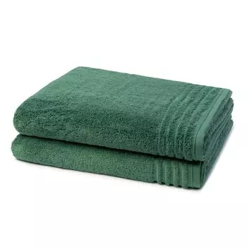 Полотенца для душа Vossen Vienna Style Supersoft 2 x - в наборе Чрезвычайно пушистые и впитывающие влагу, наклейка тон в тон, вышивка логотипа, зеленый