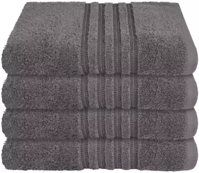 Полотенца для рук Schiesser "Milano из 100% хлопка с элегантной каймой в стиле high-low", (набор, 4 шт.), Сделано в зеленом цвете 50х100 см (4 шт.), темно-серый