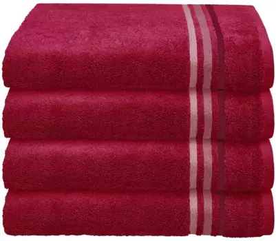 Полотенца для рук Schiesser "Skyline Color из 100% хлопка с элегантной полосатой каймой", (набор, 4 шт.), MADE IN GREEN by OEKO-TEX 50х100 см (4 шт.), красный