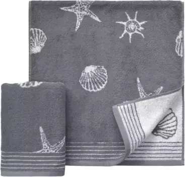 Полотенца Dyckhoff "Ракушка", (2 шт.), с рисунком ракушки 50х100 см (2 шт.), серый