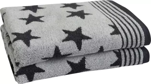 Полотенца Dyckhoff "Звезды" (2 шт.) со звездами и каймой 50х100 см (2 шт.), цвет anthrazit