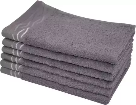 Полотенца гостевые Dyckhoff "Волна", (набор, 6 шт.), с жаккардовой каймой 30х50 см (6 шт.), серый