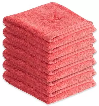 Полотенца гостевые Sansibar набор полотенец гостевых махровых 6 шт. серия "Классик" (комплект, 6 шт.), горячий коралл, с качественной саблевидной вышивкой Sansibar, легко моется, оранжевый