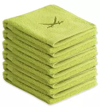 Полотенца гостевые Sansibar набор полотенец гостевых махровых 6 шт. серия "Классик" (комплект, 6 шт), зеленые, с качественной саблевидной вышивкой Sansibar, легко чистятся., зеленый