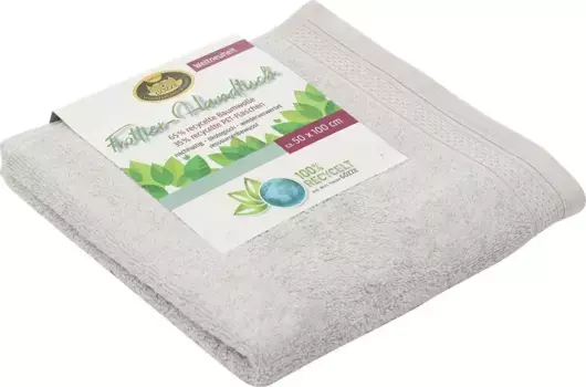 Полотенца Gzze "Uni Recycled", (2 шт.), в наборе, однотонные, 100% переработанные материалы 50х100 см (2 шт.), цвет silberfarben