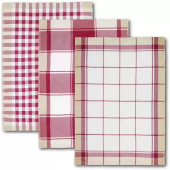 Полотенца кухонные Dyckhoff «KARO», (набор, 6 шт.), с тремя разными мотивами, цвет burgund/wei/natur
