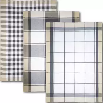 Полотенца кухонные Dyckhoff «KARO», (набор, 6 шт.), с тремя разными мотивами, цвет grau/wei/natur