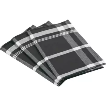 Полотенца кухонные ROSS «Эксклюзив», (набор, 3 шт.), блок в клетку, 50% хлопок, 50% лен, 50х70 см, черный