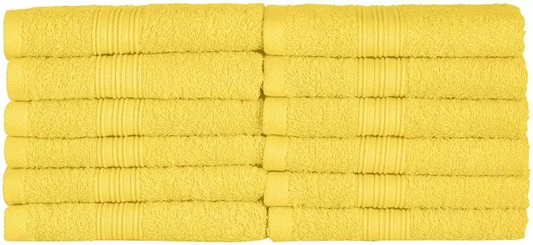 Полотенца махровые гостевые, упаковка 12 шт., 30х50см, 100% хлопок, натуральный белый. NatureMark, желтый