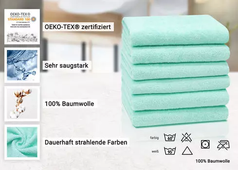 Полотенца набор из 6 шт Zollner, зеленый