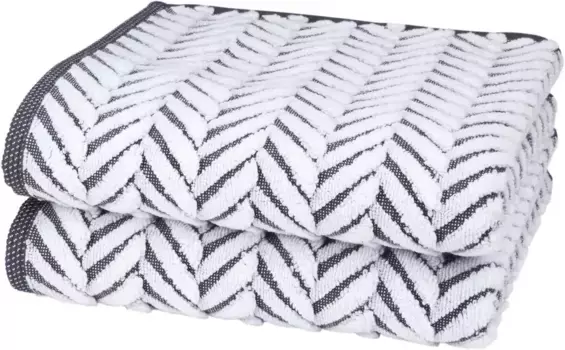 Полотенца ROSS "Sensual 9002", (2 шт.), в стиле косы 50х100 см (2 шт.), антрацит/белый