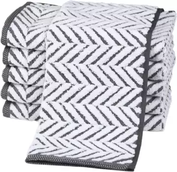 Полотенца ROSS "Sensual 9002", (6 шт.), вязаные косами 30х50 см (6 шт.), антрацит/белый