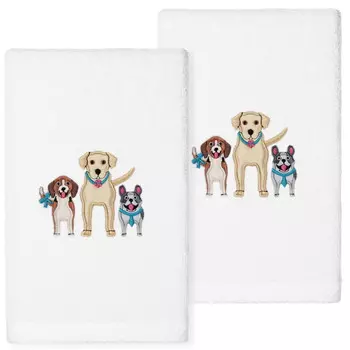Полотенца с вышивкой Linum Home Textiles Dogs, белый