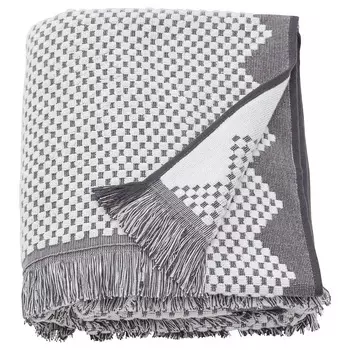 Полотенце банное Ikea Fjllstarr, белый/серый, 100x150 см