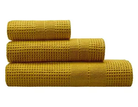 Полотенце Cotonea органическое вафельное щука изысканного цвета карри-I190 размер 50х100 см