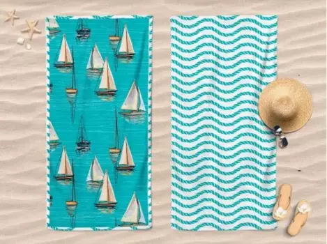 Полотенце Daunex Microfiber Regatta Beach With Bag 90170, бирюзовый