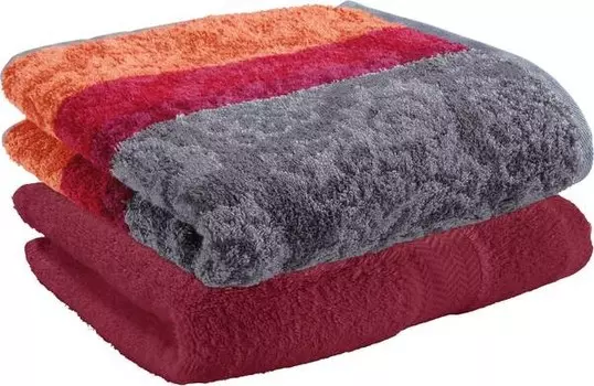 Полотенце для душа Erwin Mll шт 2er-Pack 163417, 70x1x140 см цвет bordeaux/orange/grau