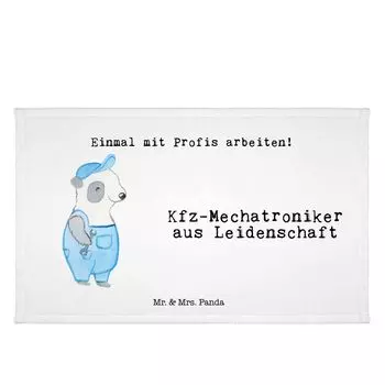Полотенце для гостей Mr. & Mrs. Panda Automotive Mechatronics Passion — белое — подарок, прощание, мастер, автомеханик, гостевое полотенце, обучение, пенсия, дорожное полотенце, белый