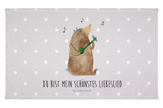 Полотенце для гостей Mr. & Mrs. Panda Bear Song — серая пастель — подарок, гостевое полотенце, спортивное полотенце, махровая ткань, дорожное полотенце, плюшевый мишка, Тедди, мишка, детское полотенце, мишка, белый
