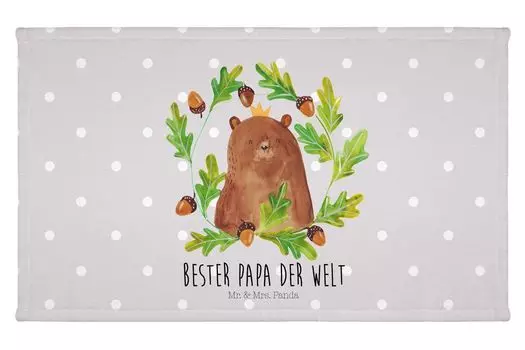 Полотенце для гостей Mr. & Mrs. Panda Bear King — серая пастель — подарок, махровая ткань, дорожное полотенце, Тедди, лучший папа, детское полотенце, гостевое полотенце, лучший в мире папа, плюшевый мишка, белый