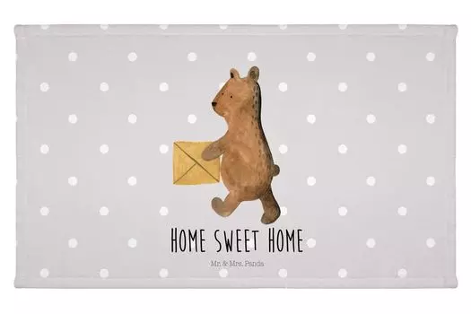 Полотенце для гостей Mr. & Mrs. Panda Bear Home — серая пастель — подарок, детское полотенце, плюшевый мишка, дорожное полотенце, спортивное полотенце, Тедди, махровая ткань, гостевое полотенце, белый