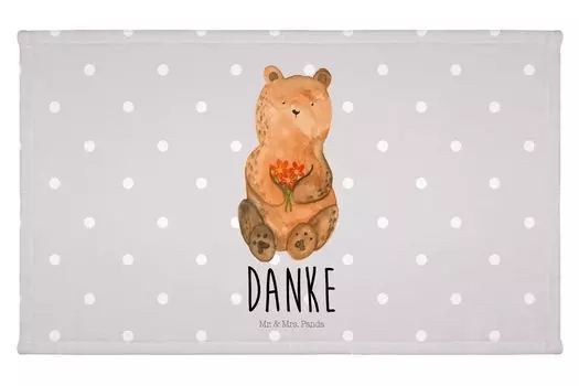 Полотенце для гостей Mr. & Mrs. Panda Bear Grateful - серая пастель - подарок, плюшевый мишка, спасибо, дорожное полотенце, детское полотенце, спортивное полотенце, спасибо, гостевое полотенце, махровое полотенце, белый