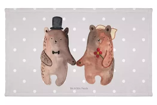 Полотенце для гостей Mr. & Mrs. Panda Bear Marriage — серая пастель — подарок, спортивное полотенце, плюшевый мишка, Тедди, махровая ткань, детское полотенце, гостевое полотенце, дорожное полотенце, белый