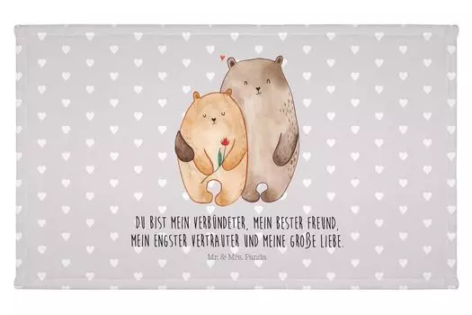 Полотенце для гостей Mr. & Mrs. Panda Bears Love — серая пастель — подарок, гостевое полотенце, спортивное полотенце, дорожное полотенце, жена, влюбленность, влюбленность, объятие, медведь, подруга, белый