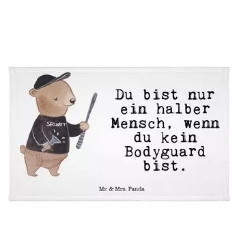 Полотенце для гостей Mr. & Mrs. Panda Bodyguard Heart — белое — подарок, пенсия, спортивное полотенце, детское полотенце, телохранитель, гостевое полотенце, махровая ткань, коллега по работе, спасибо, белый