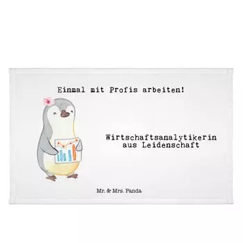 Полотенце для гостей Mr. & Mrs. Panda Business Analyst Passion — белое — подарок, махровая ткань, детское полотенце, коллега, прощание, дорожное полотенце, гостевое полотенце, пенсия, белый