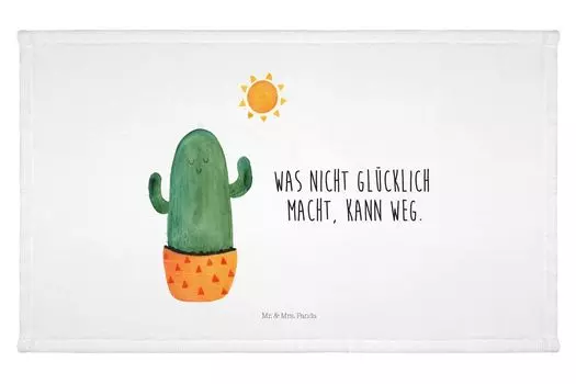 Полотенце для гостей Mr. & Mrs. Panda Cactus Sun — белое — подарок, гостевое полотенце, дорожное полотенце, мотивация, спортивное полотенце, Love Cactus Love, кактусы, махровая ткань, солнечный свет, белый