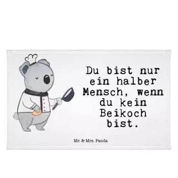 Полотенце для гостей Mr. & Mrs. Panda Chef Heart — белое — подарок, спасибо, детское полотенце, молодой повар, спортивное полотенце, средство для мытья посуды, прощание, дорожное полотенце, гостевое полотенце, белый