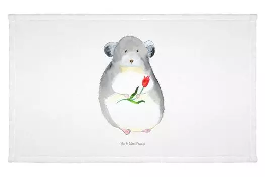 Полотенце для гостей Mr. & Mrs. Panda Цветок Шиншиллы - Белый - Подарок, Шиншиллы, Смешные высказывания, Дорожное полотенце, Животные, Спортивное полотенце, Хаос, Гостевое полотенце, Офис, Махровое полотенце