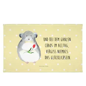 Полотенце для гостей Mr. & Mrs. Panda Цветок шиншиллы - желтая пастель - подарок, животные мотивы, хорошее настроение, забавные высказывания, депрессия, хаос, детское полотенце, животные, махровая ткань, белый