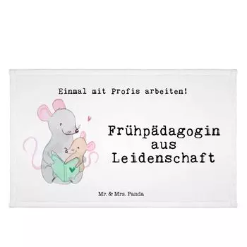 Полотенце для гостей Mr. & Mrs. Panda Early Education Passion — белое — подарок, Терри, дошкольное образование, коллега, гостевое полотенце, работа, обучение, пенсия, спортивное полотенце, белый